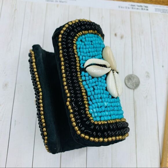 Beaded Fabric Lined Long Cuff Bracelet - Picture 2 of 3